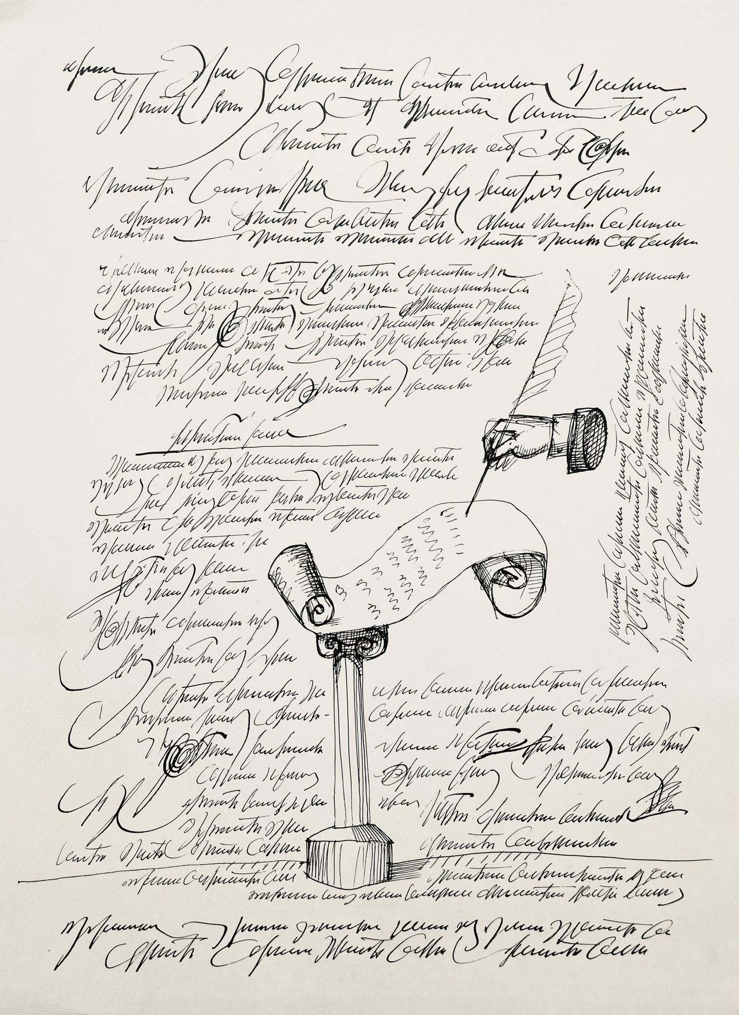 Saul Steinberg, Composition, Derrire Le Miroir, Lithograph