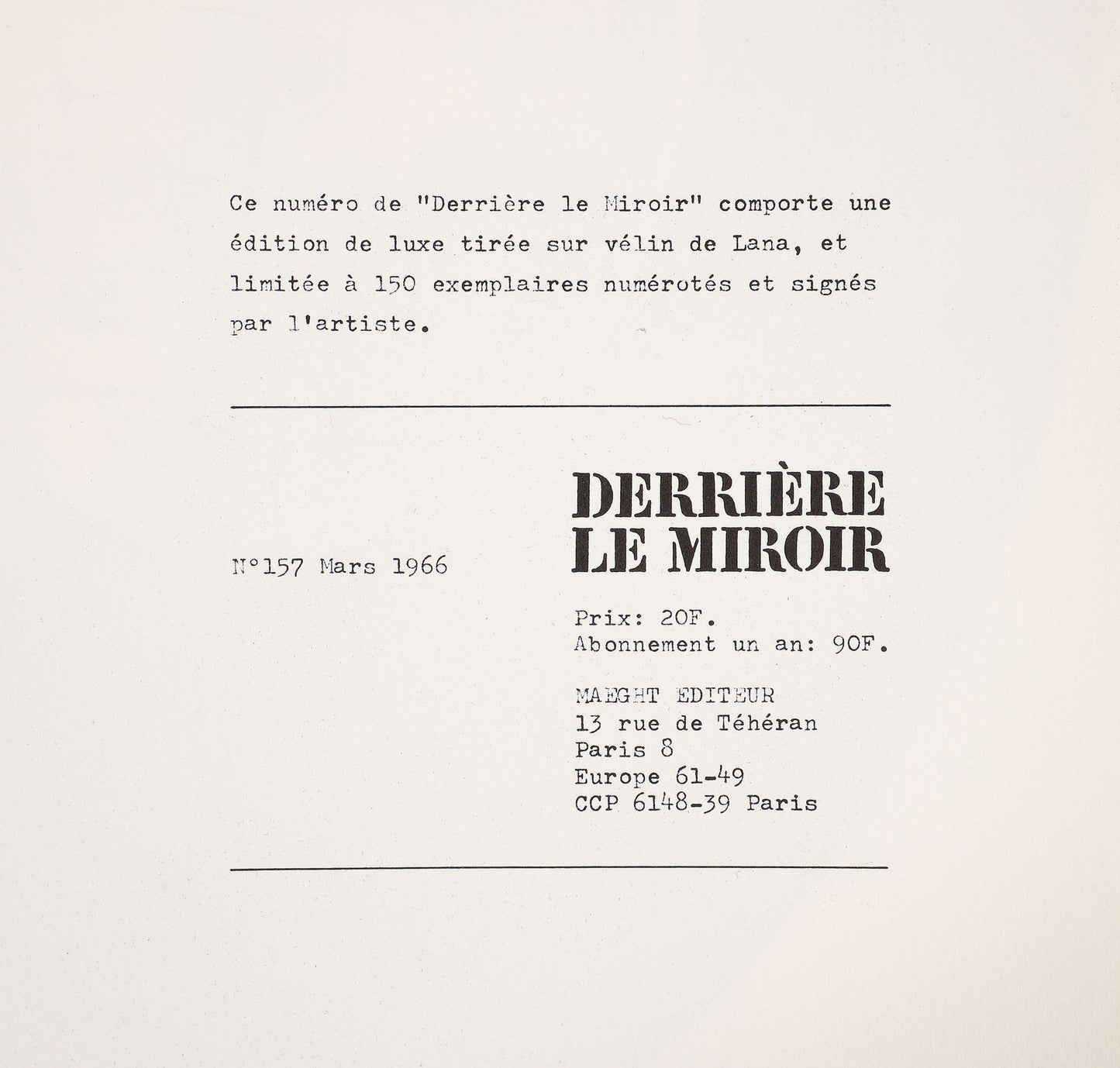 Saul Steinberg, Composition, Derrire Le Miroir, Lithograph