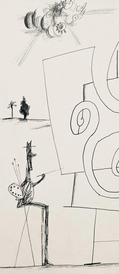 Saul Steinberg, Composition, Derrire Le Miroir, Lithograph
