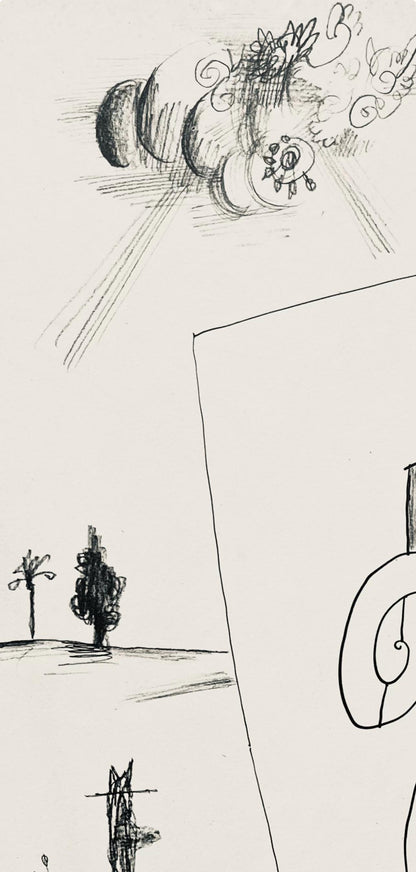 Saul Steinberg, Composition, Derrire Le Miroir, Lithograph