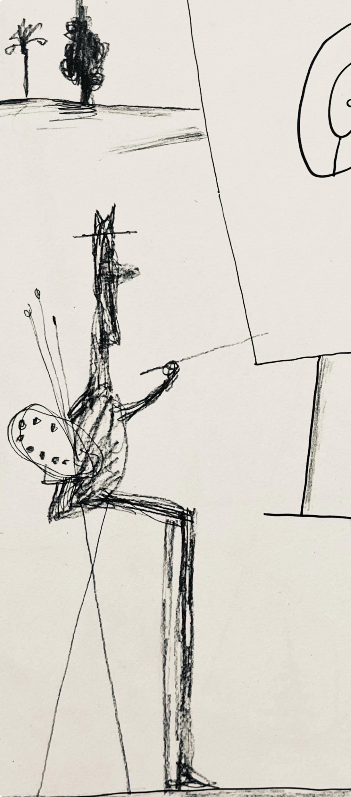 Saul Steinberg, Composition, Derrire Le Miroir, Lithograph