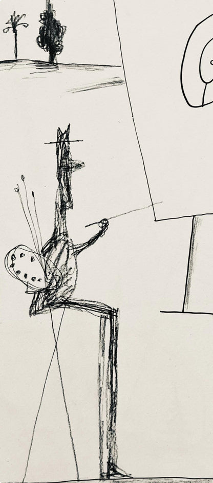 Saul Steinberg, Composition, Derrire Le Miroir, Lithograph