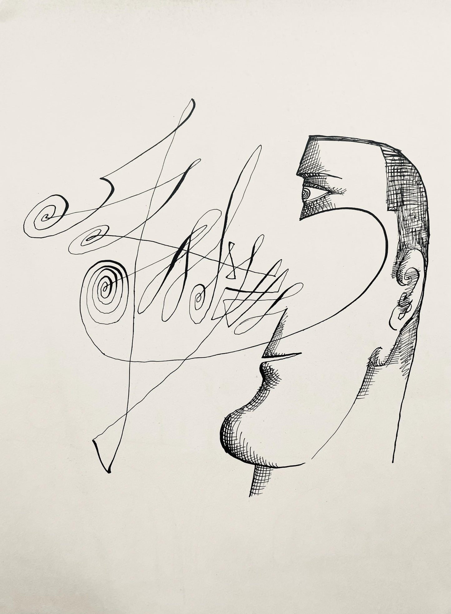 Saul Steinberg, Composition, Derrire Le Miroir, Lithograph