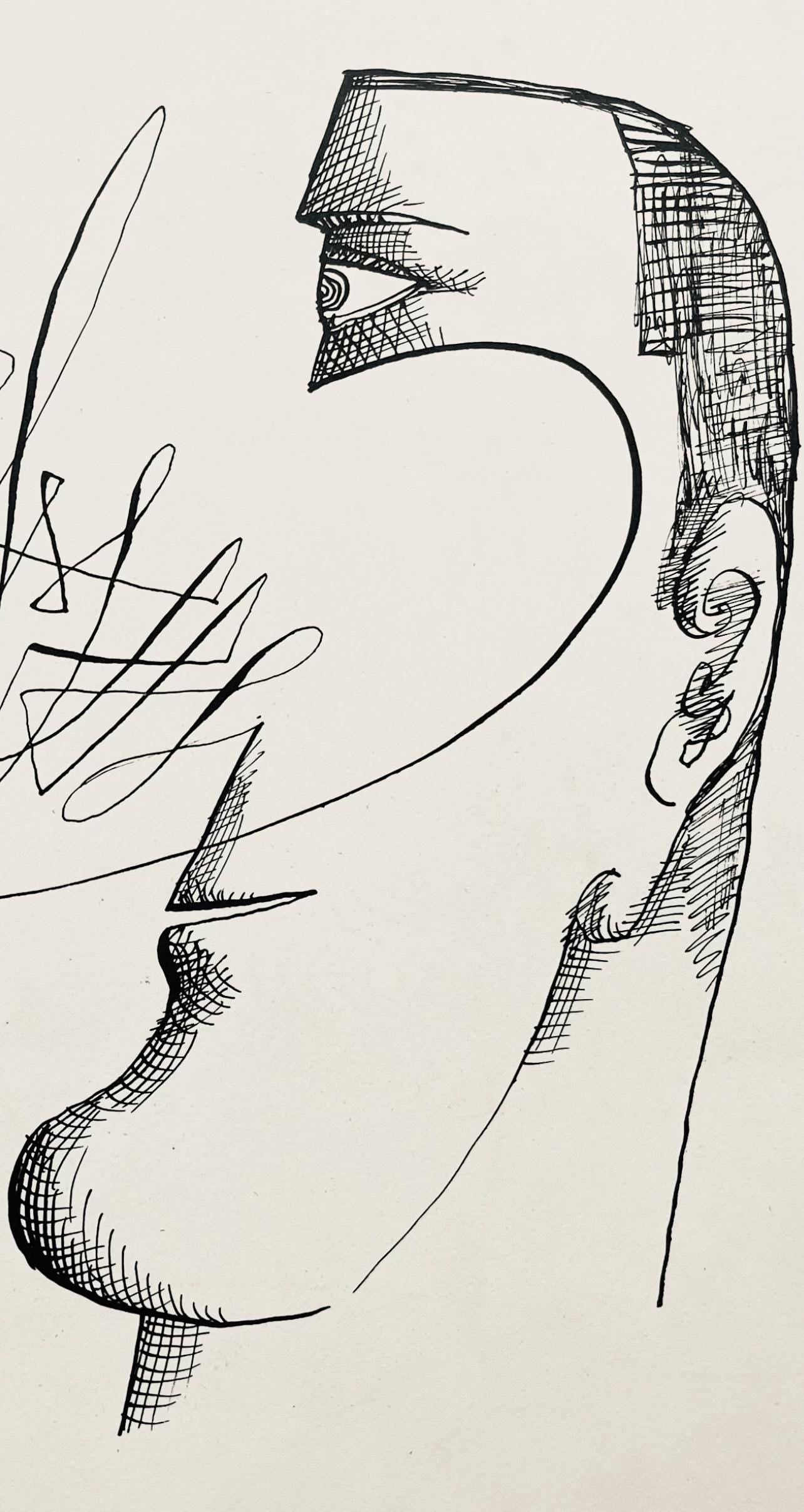 Saul Steinberg, Composition, Derrire Le Miroir, Lithograph