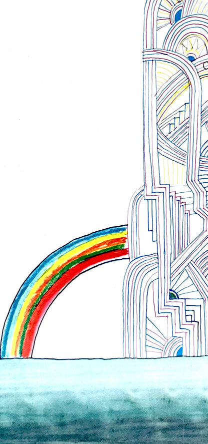 Saul Steinberg, Chrysler Building, New York City, Derrire Le Miroir, Lithograph