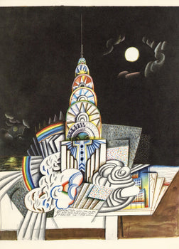 Saul Steinberg, Chrysler Building, New York City, Derrire Le Miroir, Lithograph