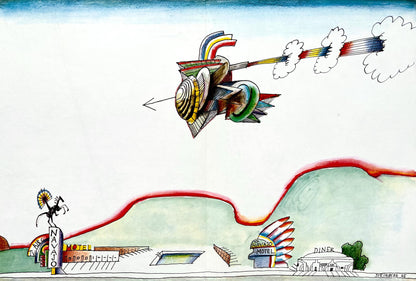 Saul Steinberg, Composition, Derrire Le Miroir, Lithograph