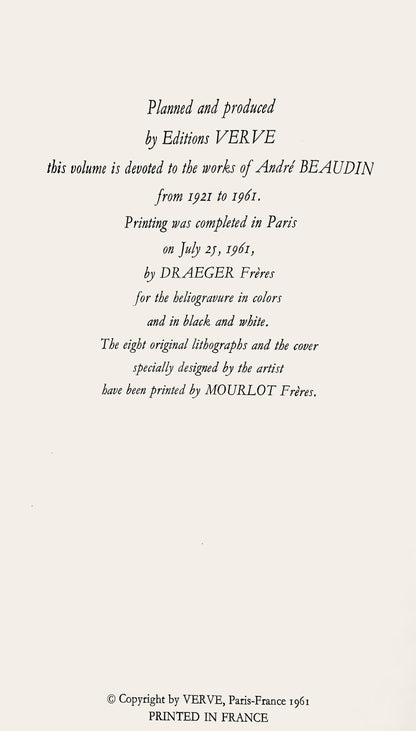 Andr Beaudin, Composition, Andr Beaudin, Verve: Revue Artistique, Lithograph