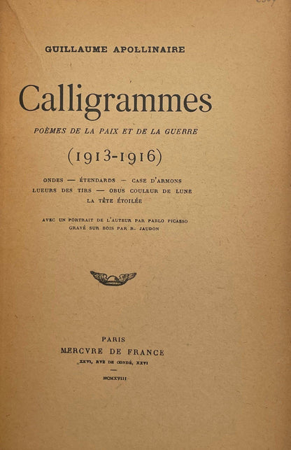 Pablo Picasso, Composition (Horodisch C2), Calligrammes, Woodcut