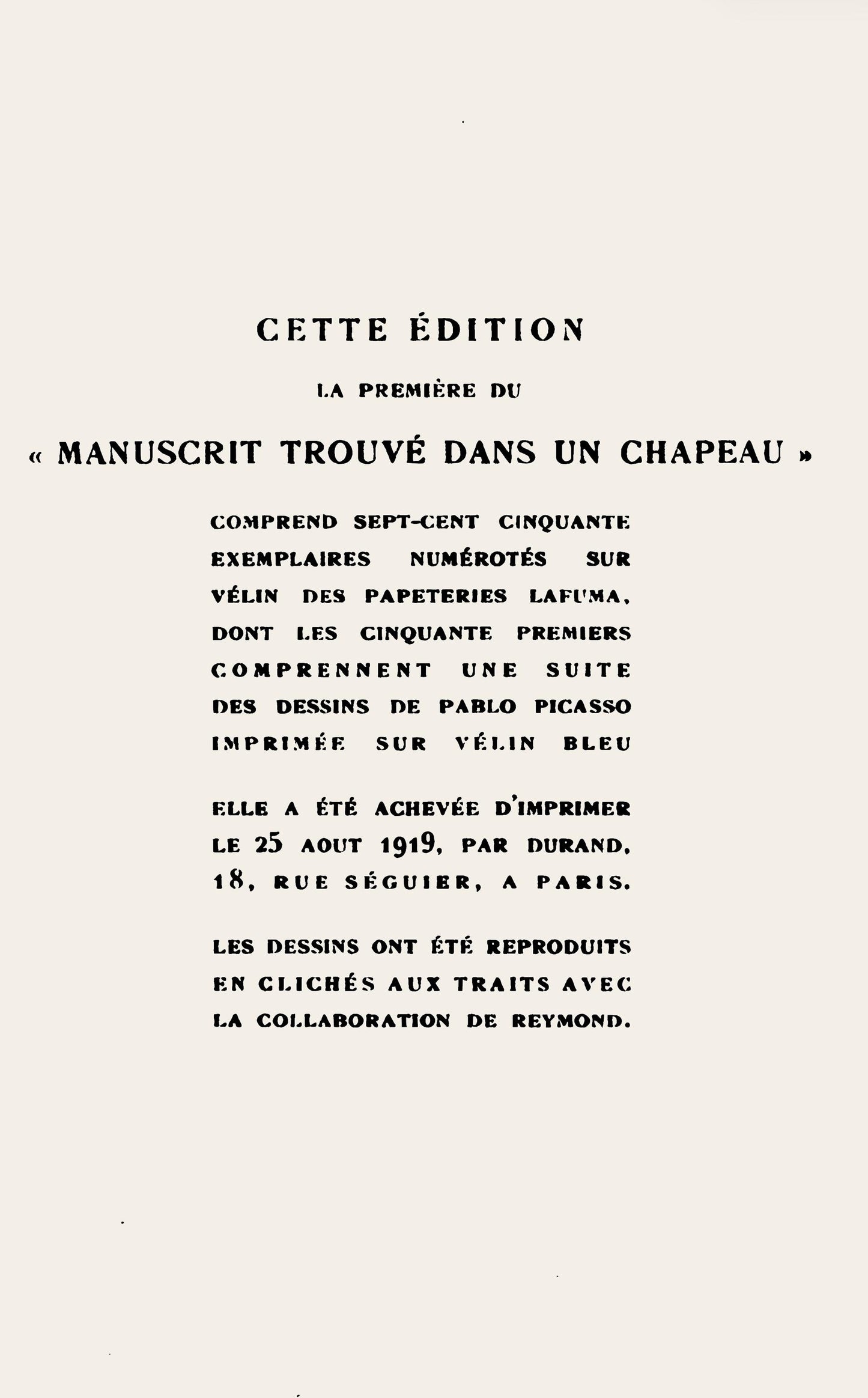 Pablo Picasso, Composition (Hodorisch B2), Le Manuscrit Trouv Dans Un Chapeau, Lithograph