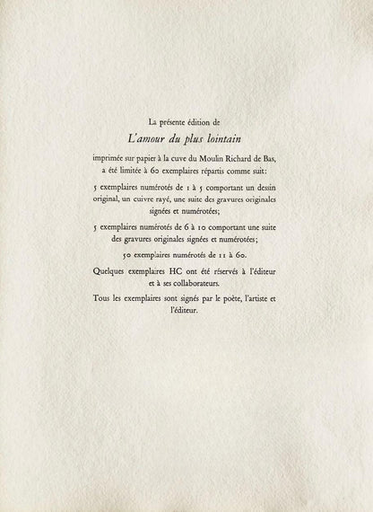 James Coignard, Composition, L'Amour Du Plus Lointain, Engraving