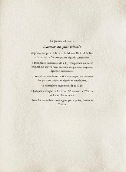 James Coignard, Composition, L'Amour Du Plus Lointain, Engraving