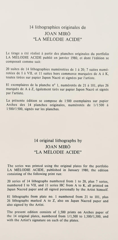 Joan Mir, Composition (Mourlot 1212-1225; Cramer 248), La Mlodie Acide, Lithograph