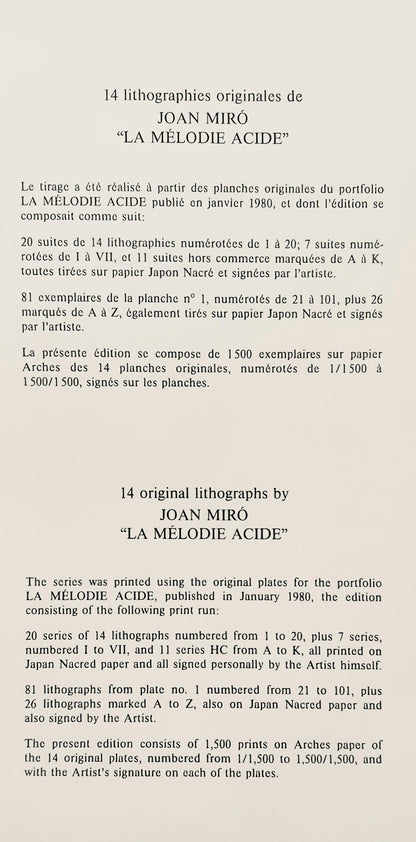 Joan Mir, Composition (Mourlot 1212-1225; Cramer 248), La Mlodie Acide, Lithograph