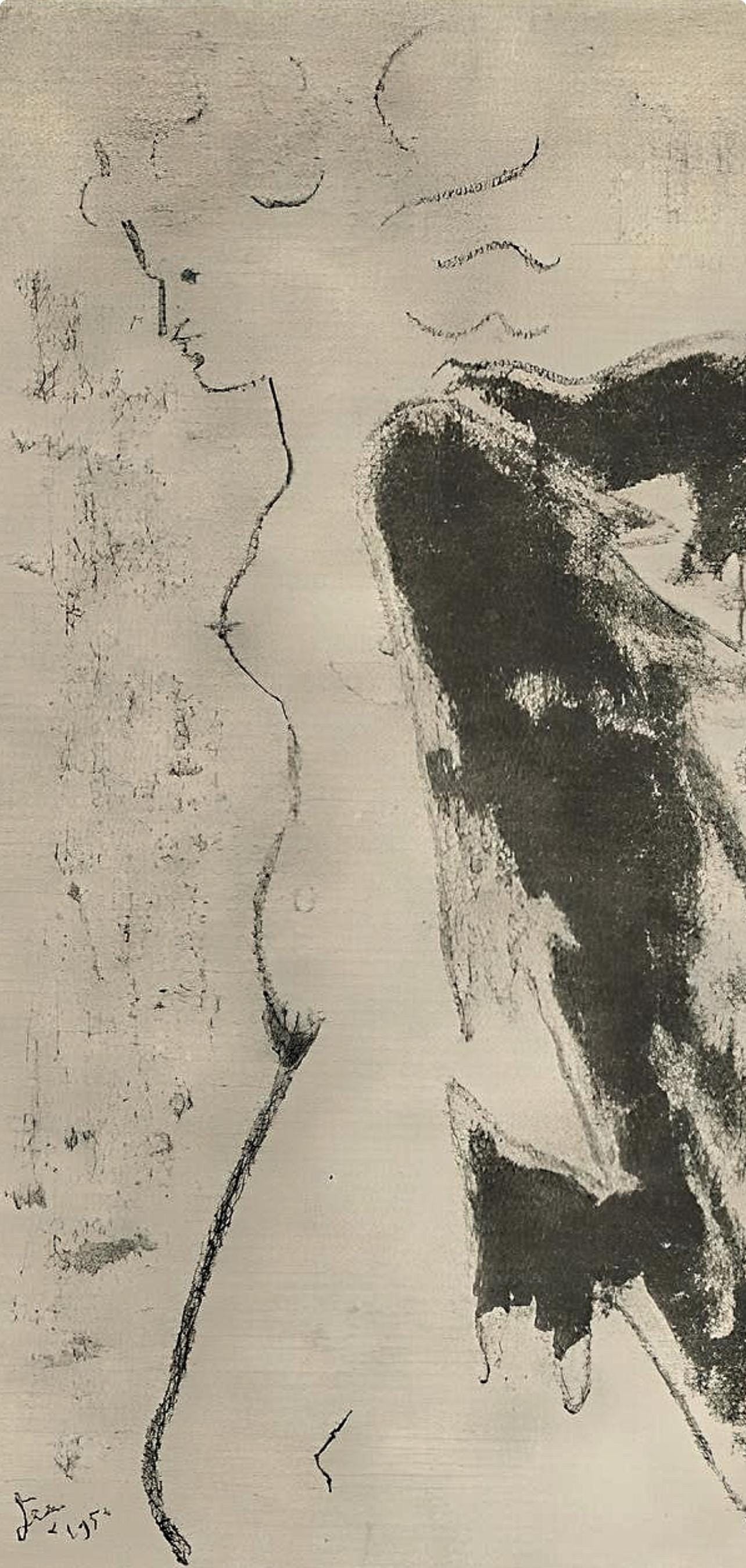 Jean Cocteau, Composition, Sous le Manteau de Feu, Lithograph