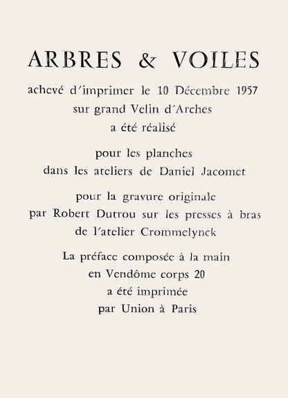 Douard Pignon, Composition, Arbres Et Voiles, Lithograph