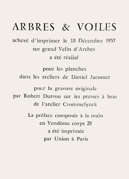 Douard Pignon, Composition, Arbres Et Voiles, Lithograph