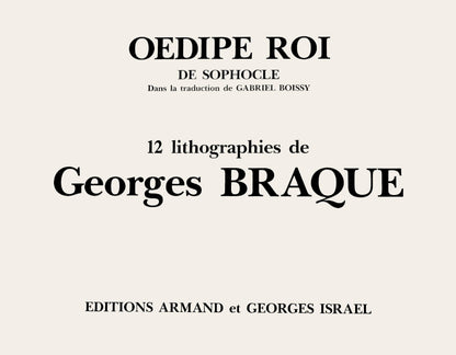 Georges Braque, Composition, Dipe Roi De Sophocle, Lithograph