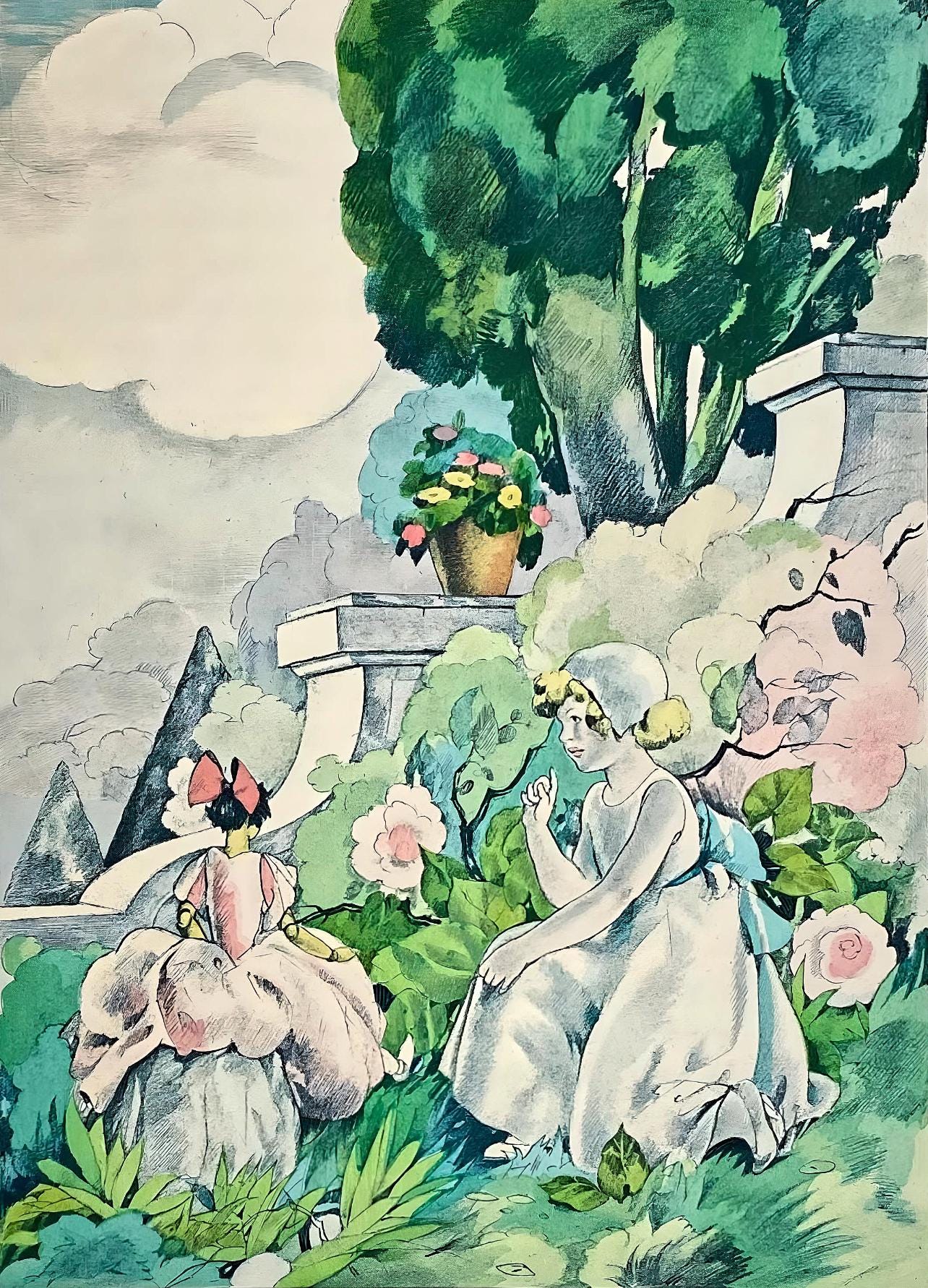 Umberto Brunelleschi, Composition, La Leon D'Amour Dans Un Parc, Lithograph