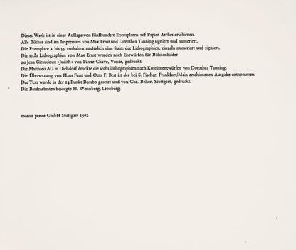 Max Ernst, Judith, Tragdie In Drei Akten, Lithograph