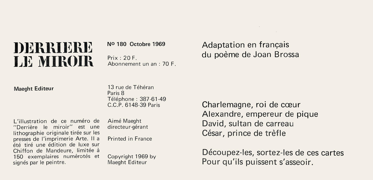 Antoni Tpies, Composition, Derrire Le Miroir, Lithograph