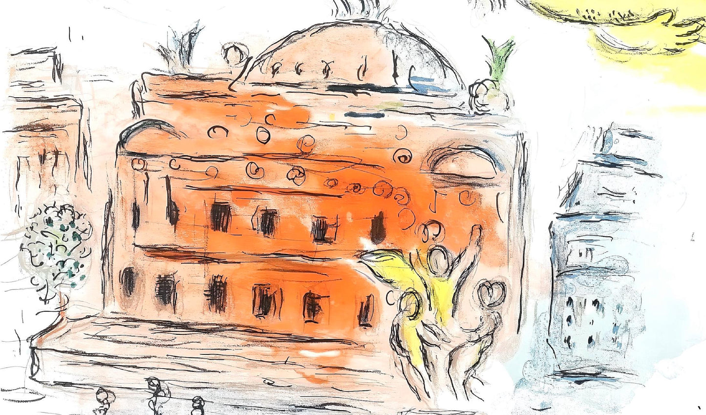 Marc Chagall, Composition (Cramer 61), Le Plafond De L'Opra De Paris, Lithograph