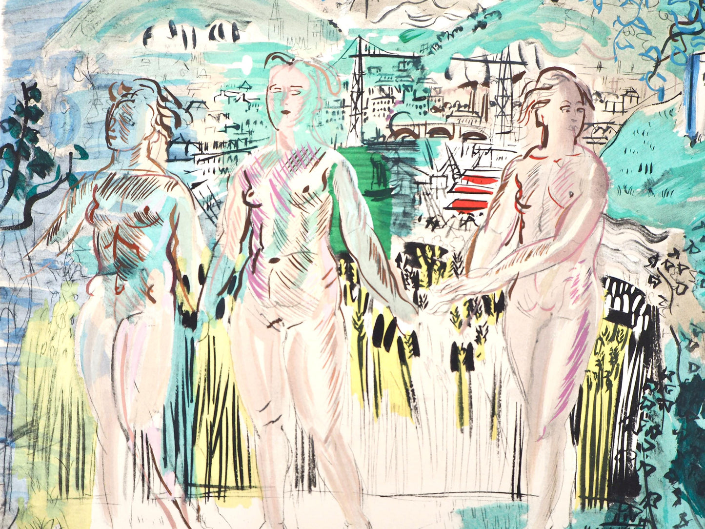 Raoul Dufy, Composition, Eaux-De-Vie, Esprit De La Fleur Et Du Fruit, Lithograph