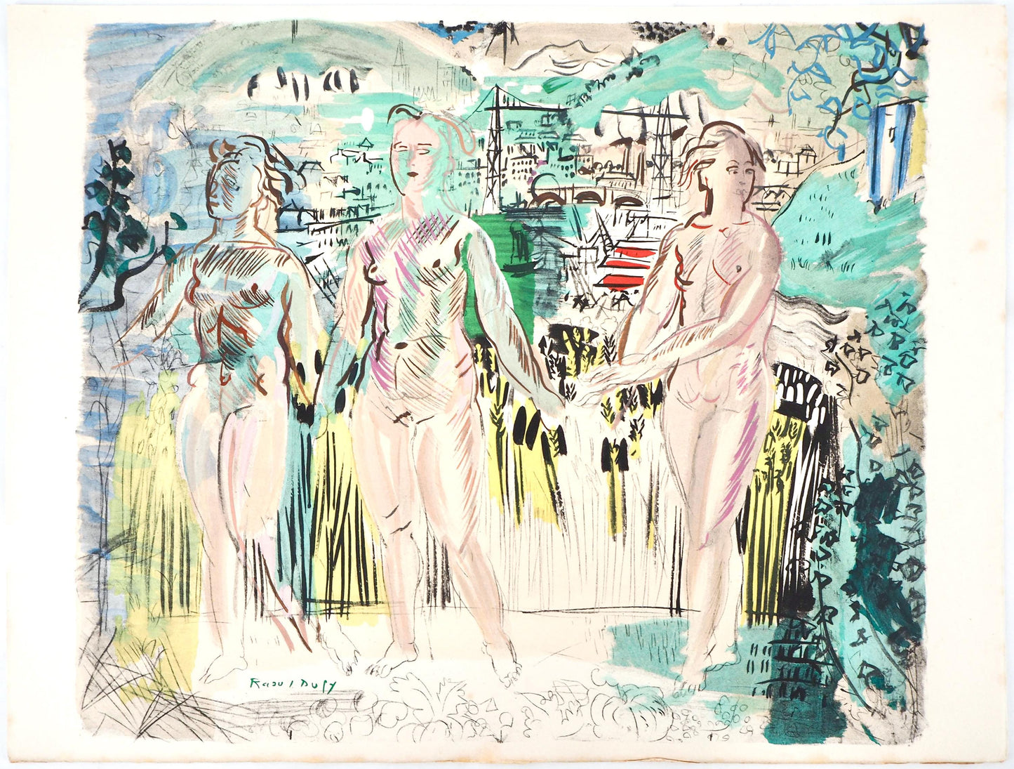 Raoul Dufy, Composition, Eaux-De-Vie, Esprit De La Fleur Et Du Fruit, Lithograph