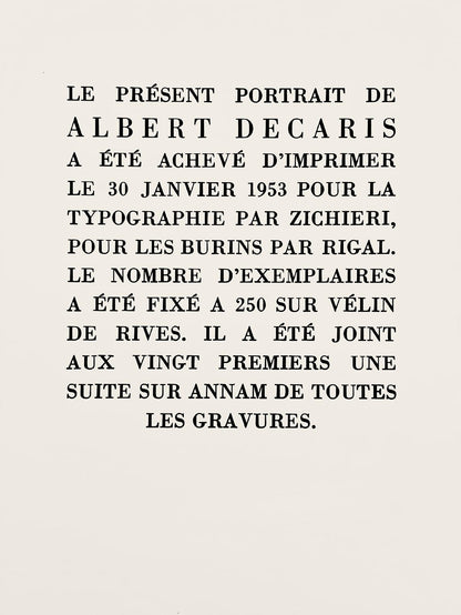 Albert Decaris, Composition, Portrait De A. Decaris, Engraving