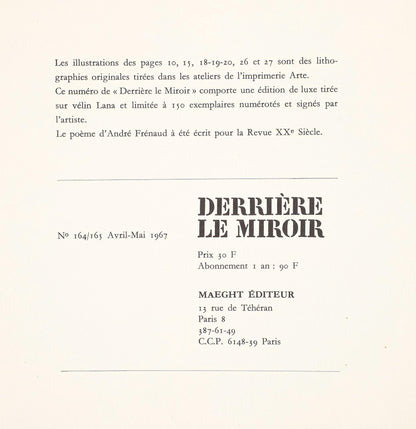 Joan Mir, Composition (Cramer 112; Mourlot 439-442), Derrire Le Miroir, Lithograph