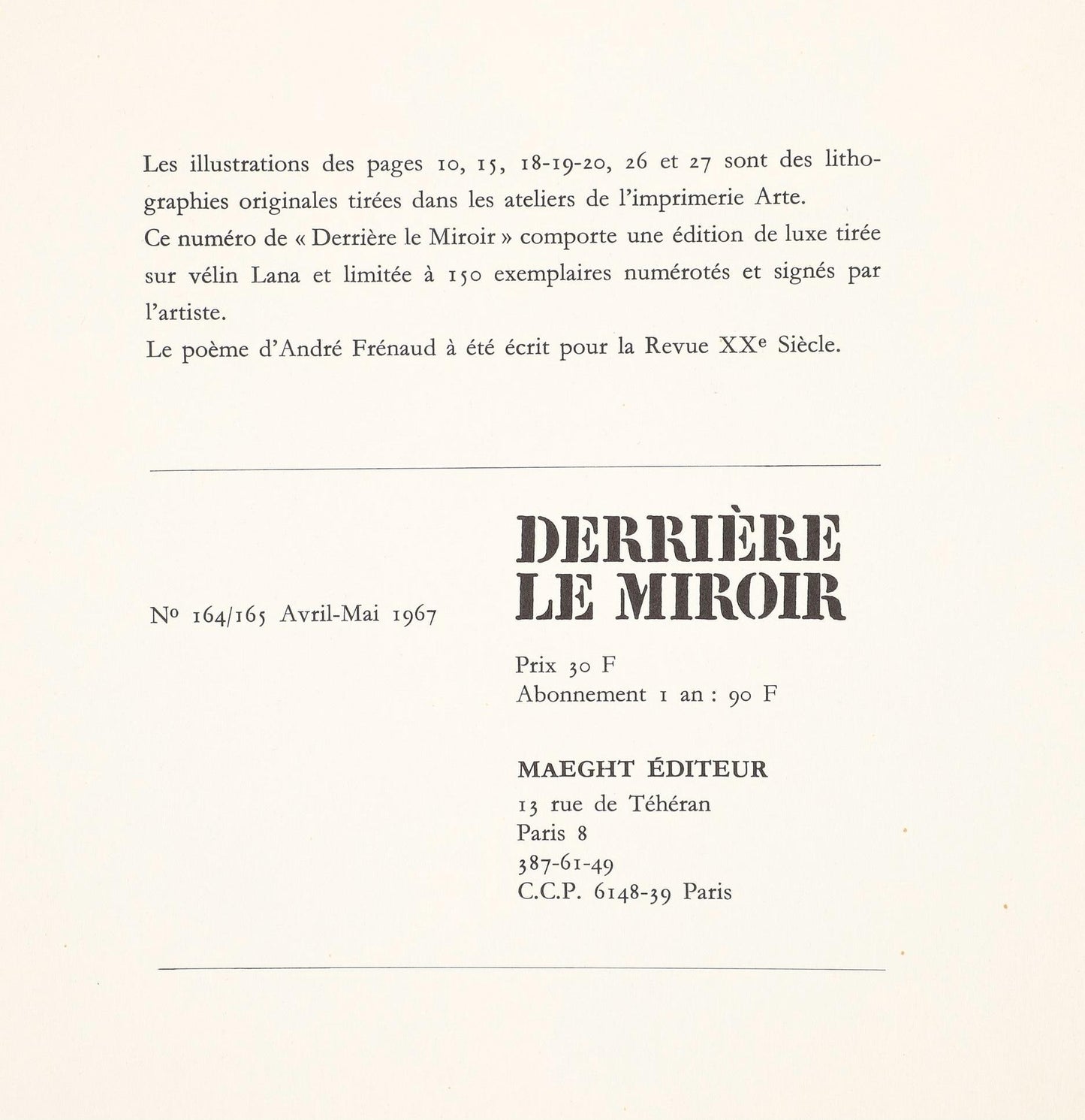 Joan Mir, Composition (Cramer 112; Mourlot 439-442), Derrire Le Miroir, Lithograph