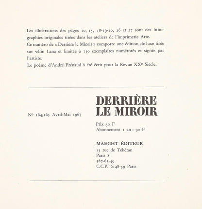 Joan Mir, Composition (Cramer 112; Mourlot 439-442), Derrire Le Miroir, Lithograph