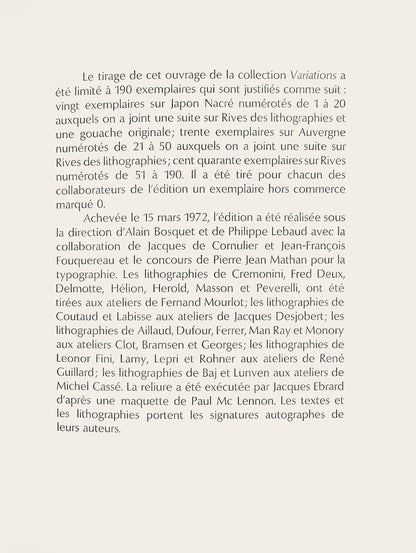 Fred Deux, Composition, Variations Sur L'Imaginaire, Lithograph