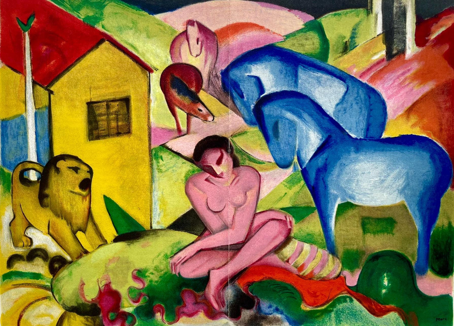 Franz Marc, Der Traum, Derrire Le Miroir, Lithograph