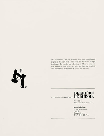 Joan Mir, Composition (Cramer 83; Mourlot 340-347), Derrire Le Miroir, Lithograph