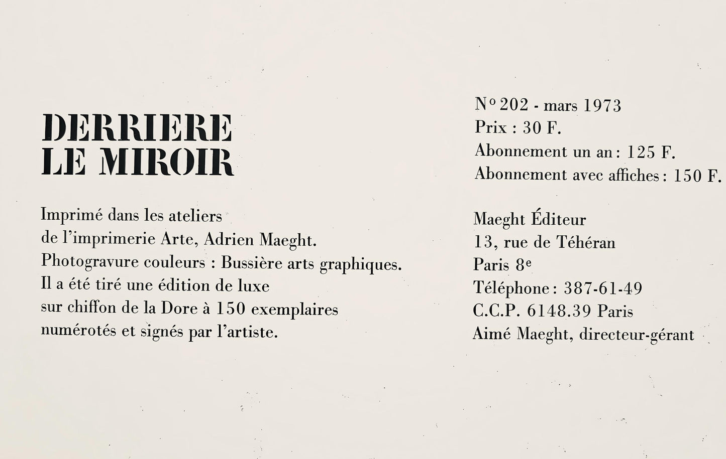 Paul Rebeyrolle, Composition, Derrire Le Miroir, Lithograph