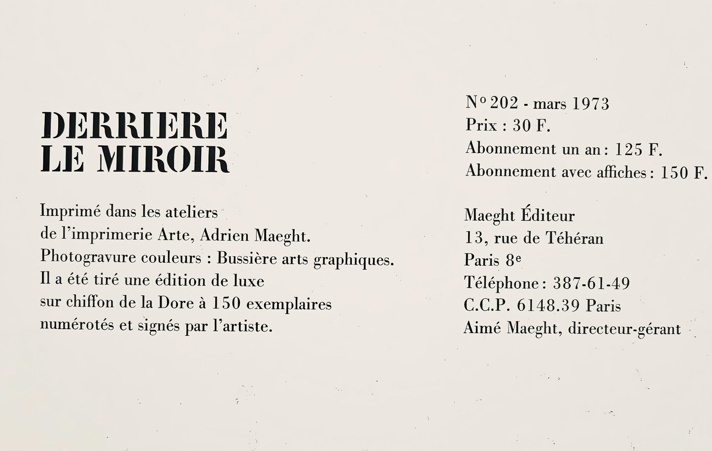 Paul Rebeyrolle, Composition, Derrire Le Miroir, Lithograph