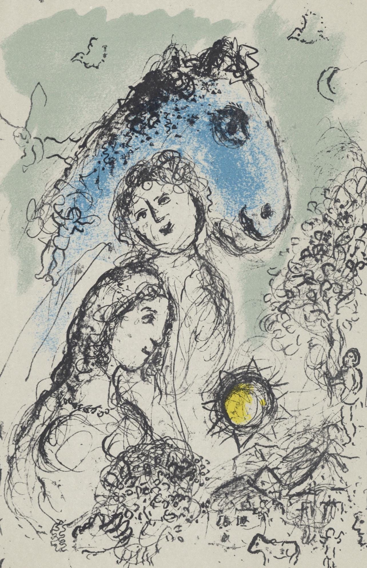 Marc Chagall, Composition (Mourlot 993), Hommage Aim Et Marguerite Maeght, Derrire Le Miroir,