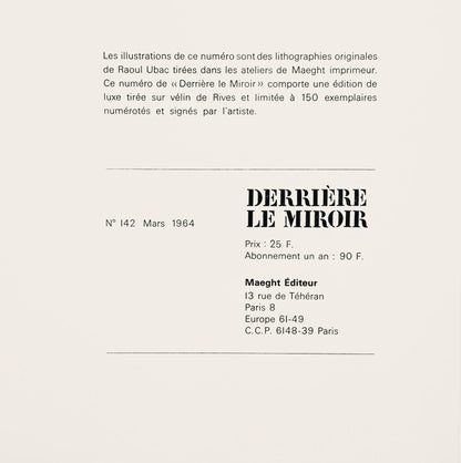 Raoul Ubac, Composition, Derrire Le Miroir, Lithograph