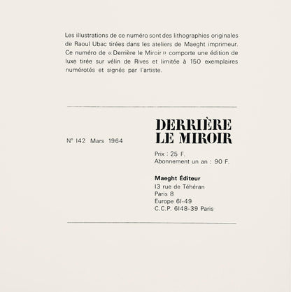 Raoul Ubac, Composition, Derrire Le Miroir, Lithograph