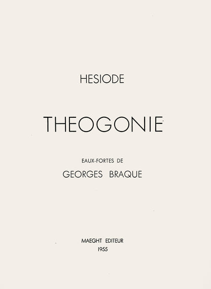 Georges Braque, Composition (Vallier 23), Hesiode, Thogonie, Derrire Le Miroir, Lithograph
