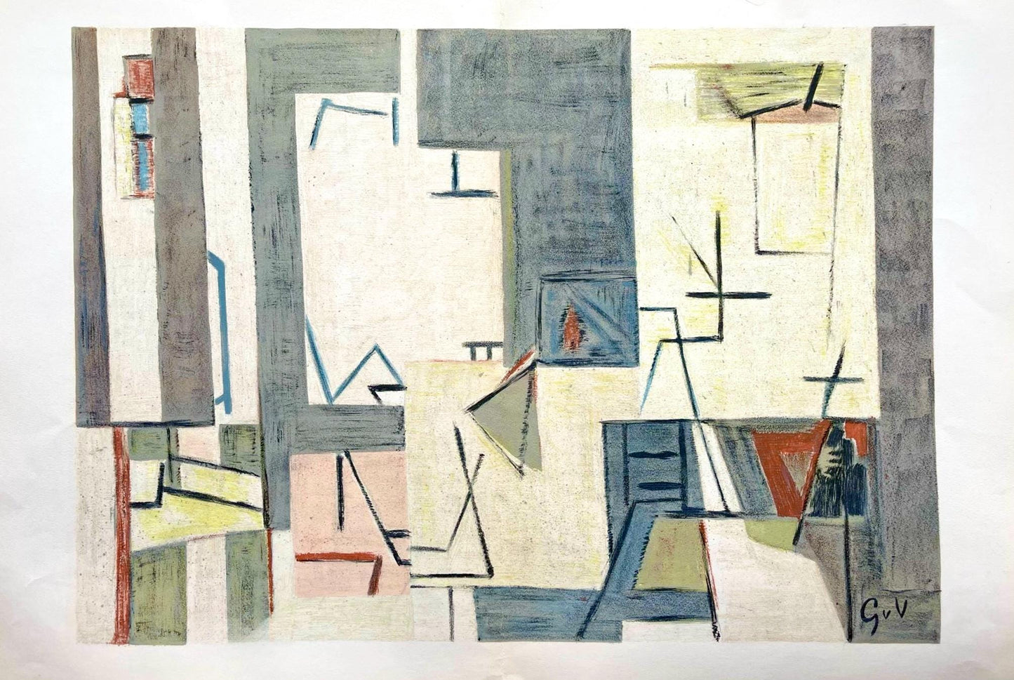 Geer Van Velde, Composition, Derrire Le Miroir, Lithograph