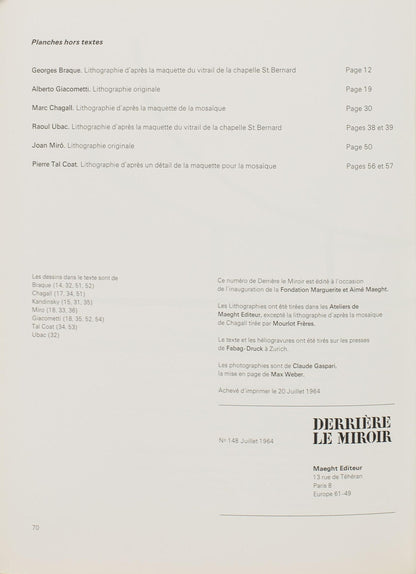 Georges Braque, Composition, Derrire Le Miroir, Lithograph