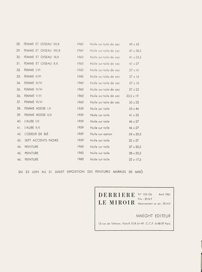 Joan Mir, Composition, Derrire Le Miroir, Lithograph