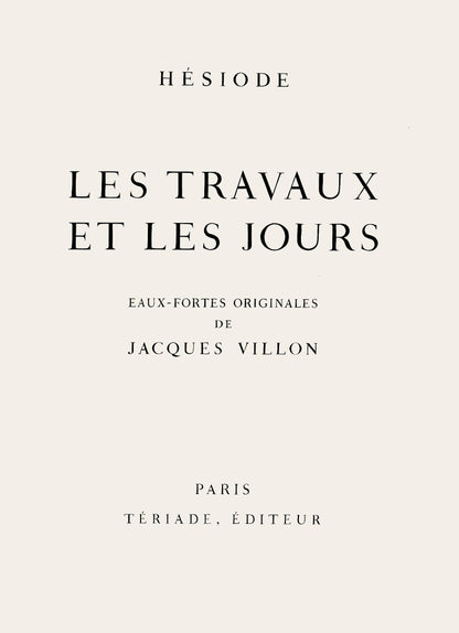 Jacques Villon, Composition (Ginestet/Pouillon 42-64), Hsiode, Les Travaux Et Les Jours, Etching