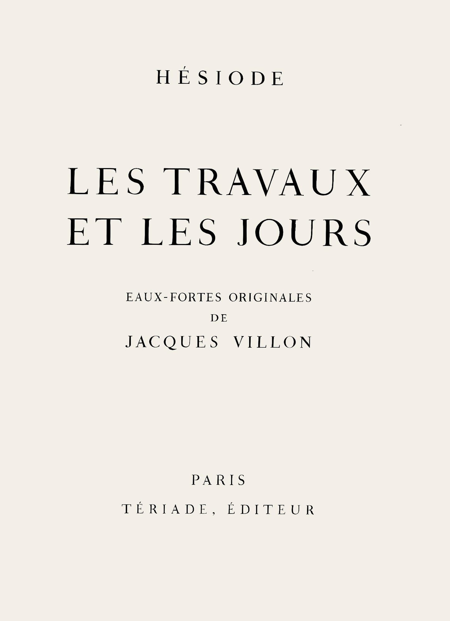 Jacques Villon, Composition (Ginestet/Pouillon 42-64), Hsiode, Les Travaux Et Les Jours, Etching