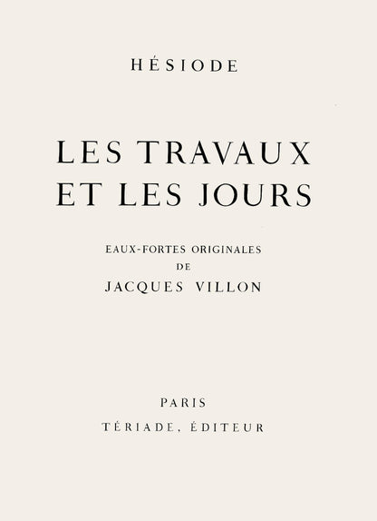 Jacques Villon, Composition (Ginestet/Pouillon 42-64), Hsiode, Les Travaux Et Les Jours, Etching