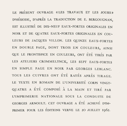 Jacques Villon, Composition (Ginestet/Pouillon 42-64), Hsiode, Les Travaux Et Les Jours, Etching