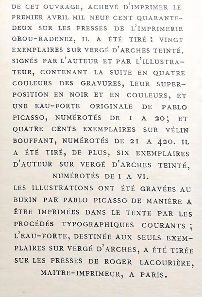 Pablo Picasso, Composition (Cramer 36; Bloch 360; Horodisch A6), Non Vouloir, Zincograph