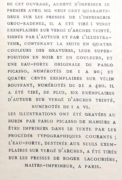Pablo Picasso, Composition (Cramer 36; Bloch 360; Horodisch A6), Non Vouloir, Zincograph